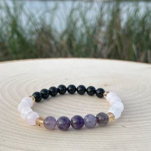 Amethyst Onyx Rose Quartz Citrine 8mm stretch bracelet
